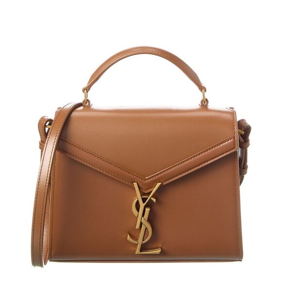 Saint Laurent Handbags - Saint Laurent Cassandra Mini Leather Shoulder Bag, Brown